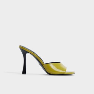 Main view of Lime Green Evadalia Heeled mule for women.
