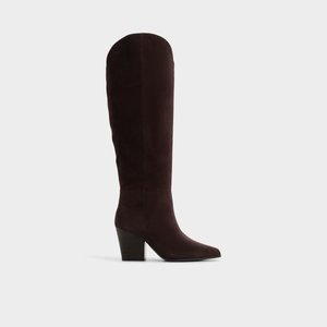 Vue principale des Bottes hautes couleur Marron Foncé Kaely-wc pour femme.