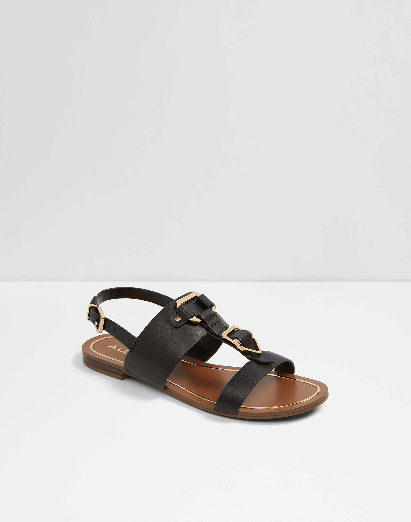 aldo black flat sandals