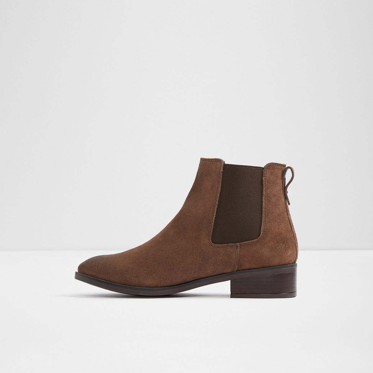brown laceless boots