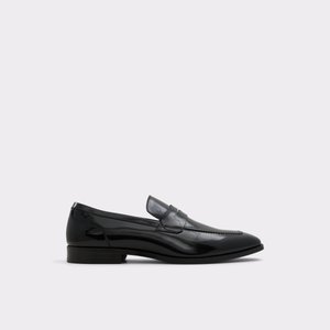 알도 ALDO Aalto Black Leather Shiny Mens Loafers & Slip-Ons