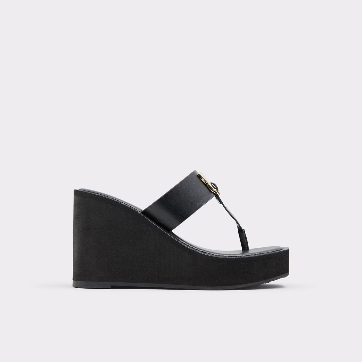 Acarenia Black Synthetic Smooth Wedges | US