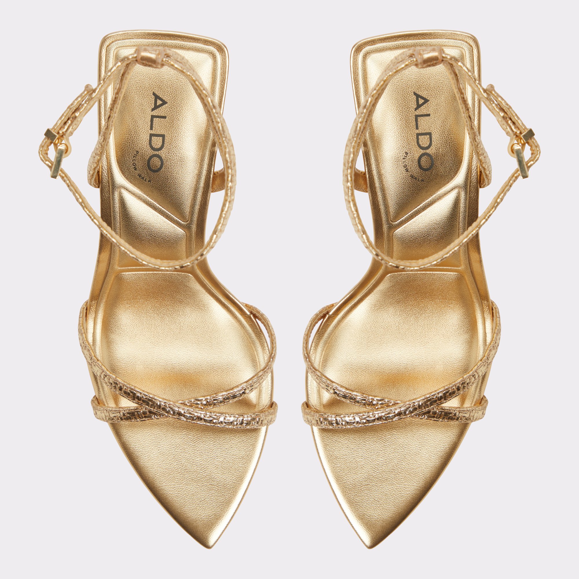 【ALDO】上品★メタリック★ゴールド★美脚効果★ヒールサンダル Adrina Gold Women's Strappy Heels | ALDO US