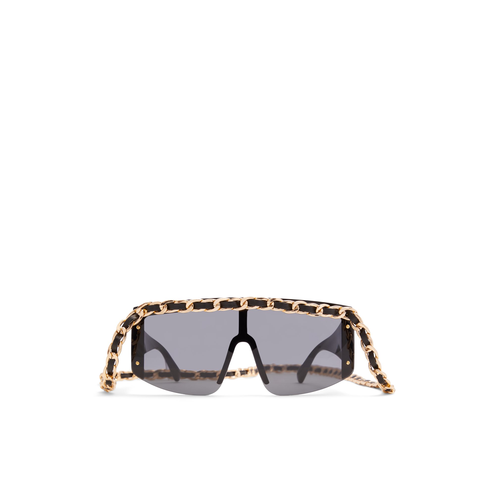 Image of ALDO Adroirwen - Women's Shield Sunglasse - Black-Gold