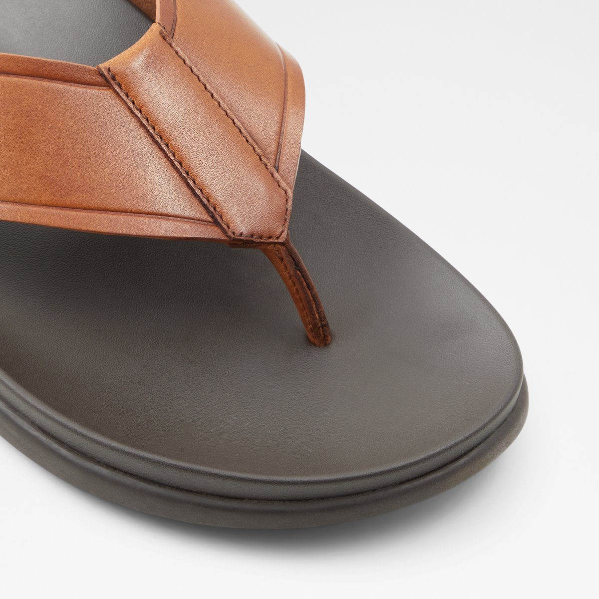 Men's Leather Flip Flops in Brown
