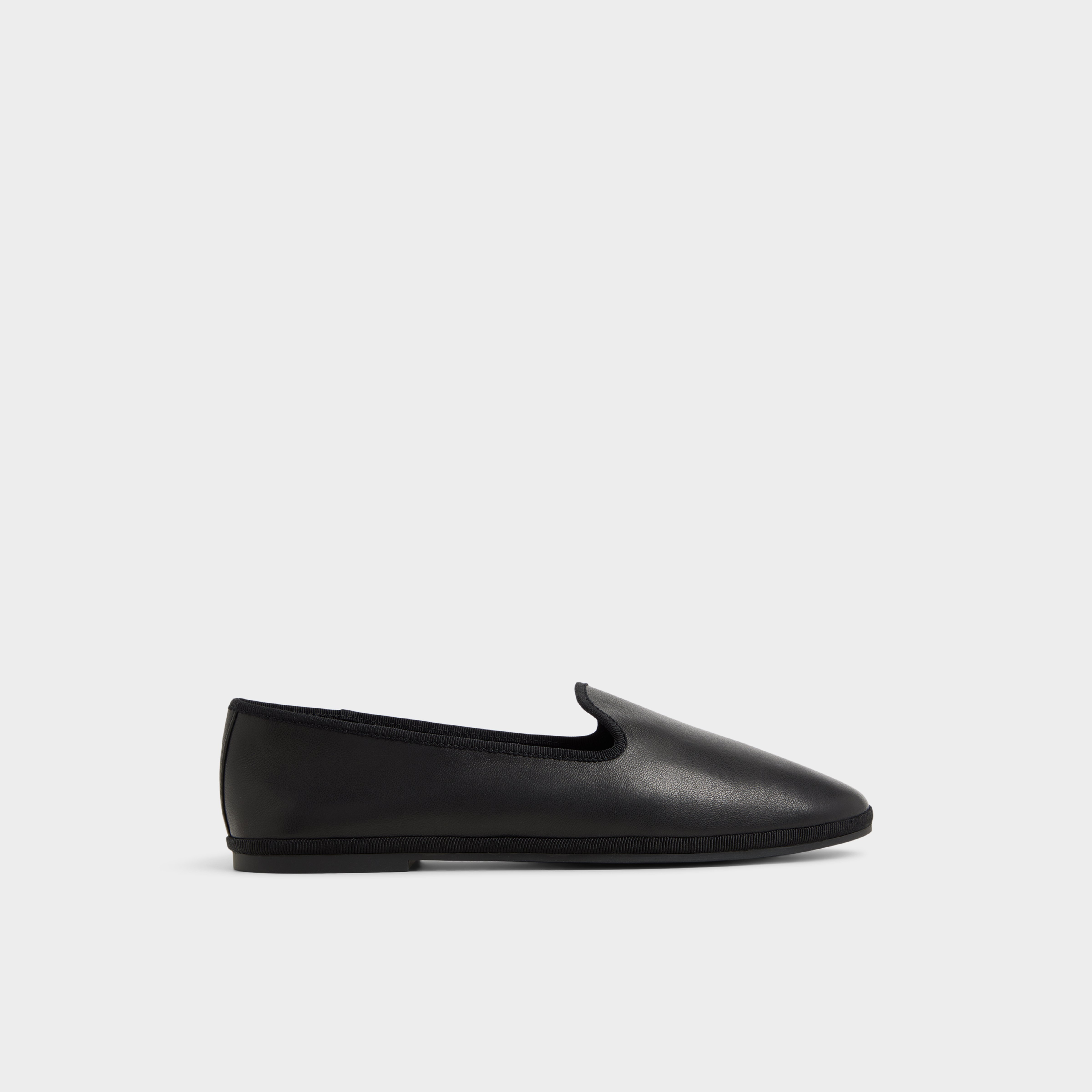 Aurabelle Black Leather Smooth Women's Loafers & Oxfords