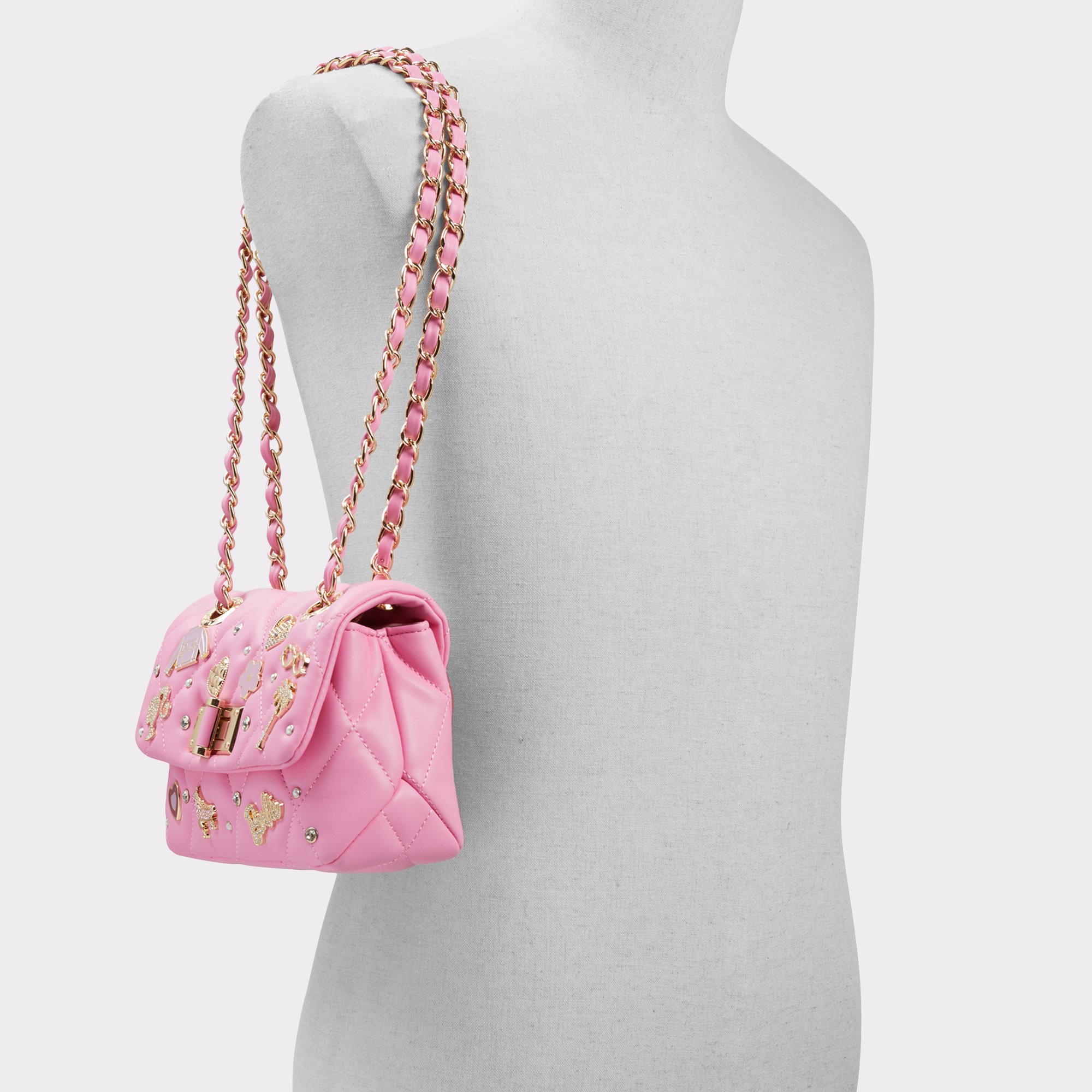 ALDO Barbie™ x ALDO Pink Quilted Charm Turn Lock Crossbody Bag