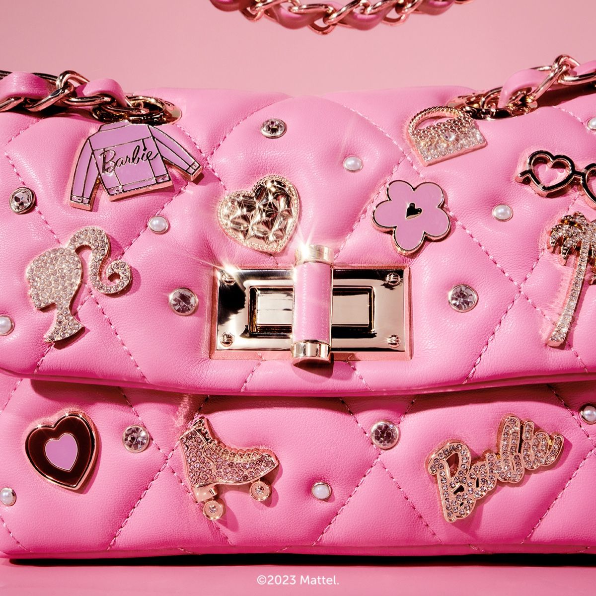 ALDO Barbie™ x ALDO Pink Quilted Charm Turn Lock Crossbody Bag