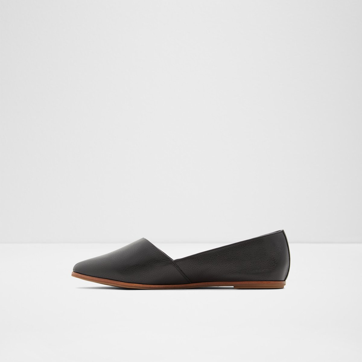aldo blanchette black leather flat shoes