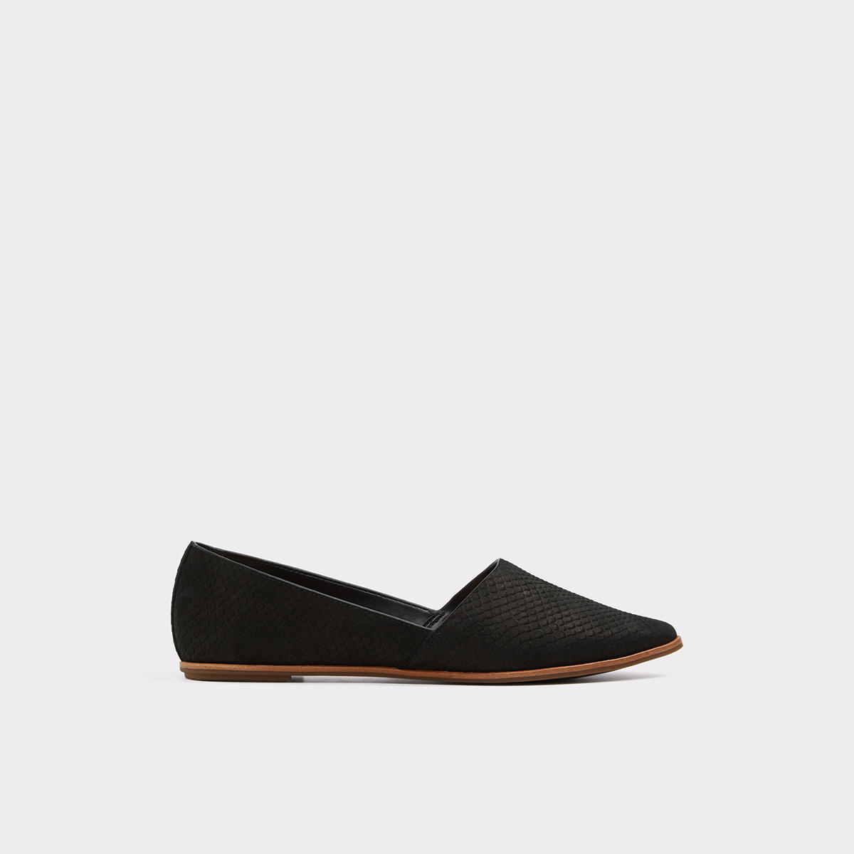 aldo blanchette black leather flat shoes