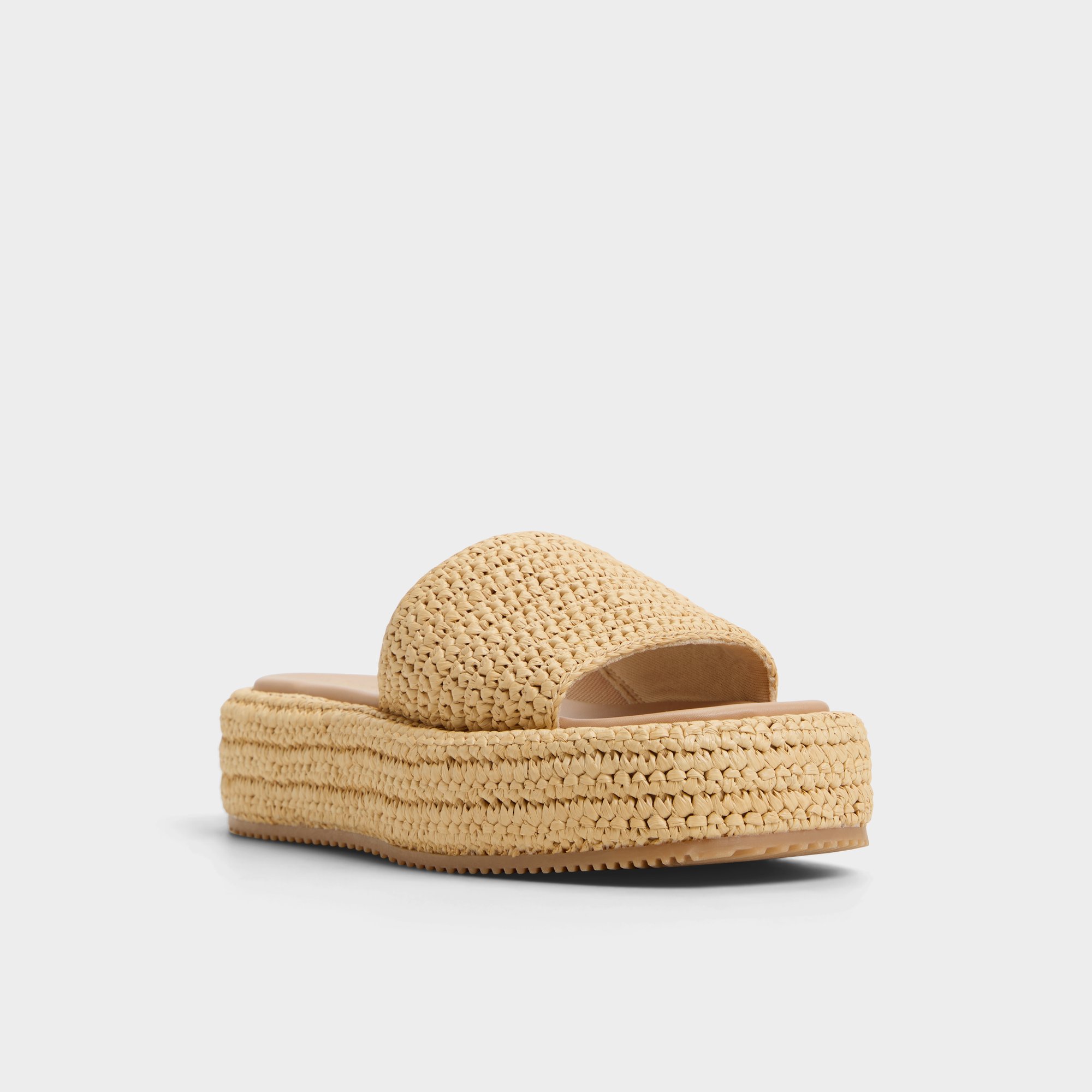 【ALDO】ナチュラル 軽量ニット Bohemina 厚底スライド サンダル Bohemina Natural Women's Platform sandals | ALDO Canada