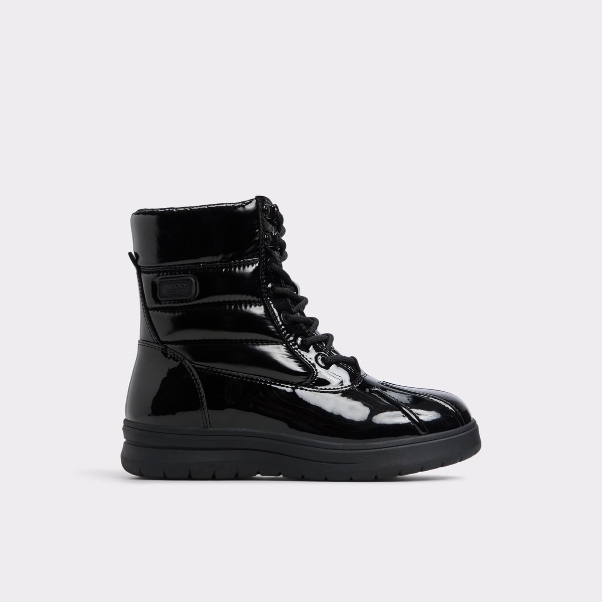 Aldo black patent boots online