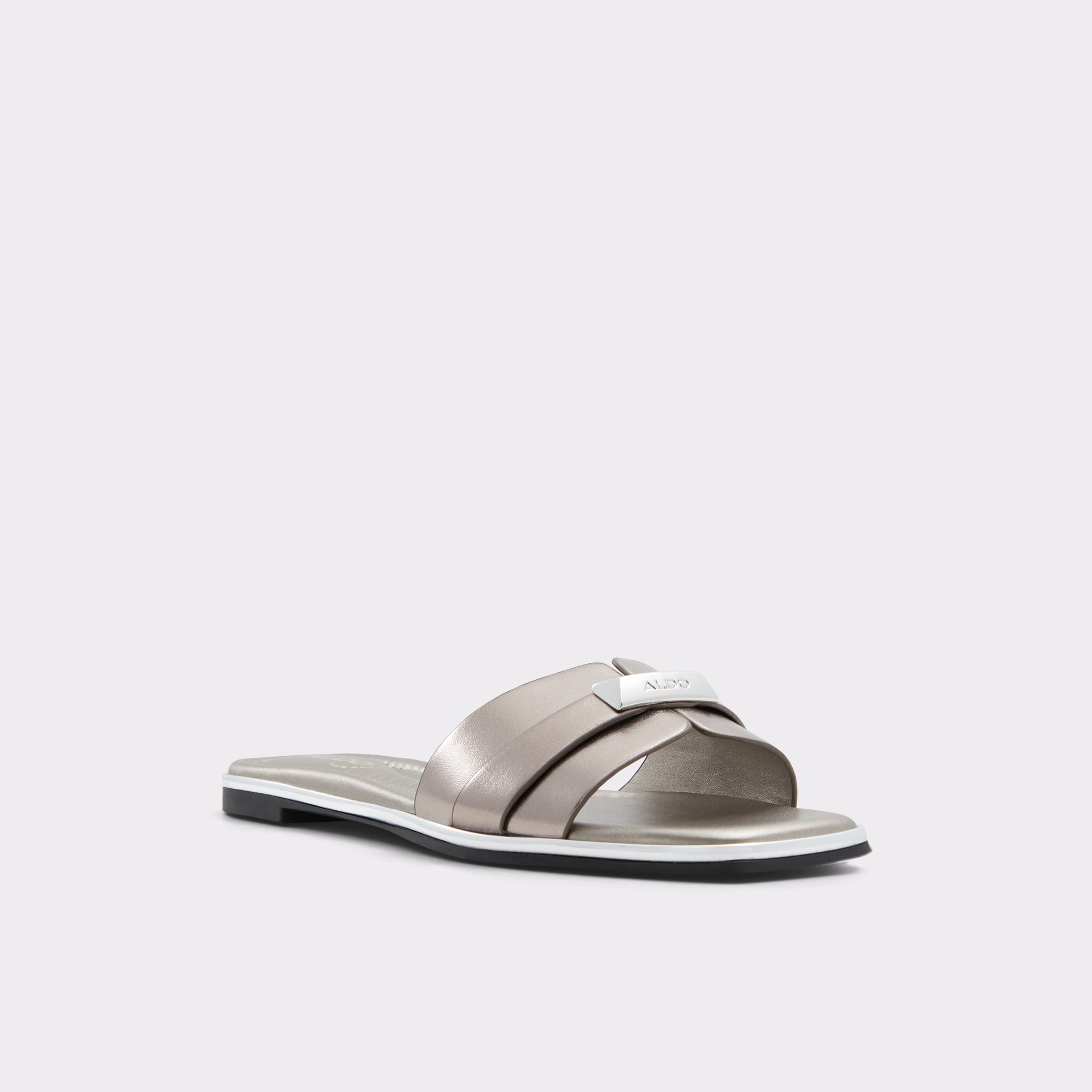 Darine Pewter Women's Flat Sandals | ALDO Canada