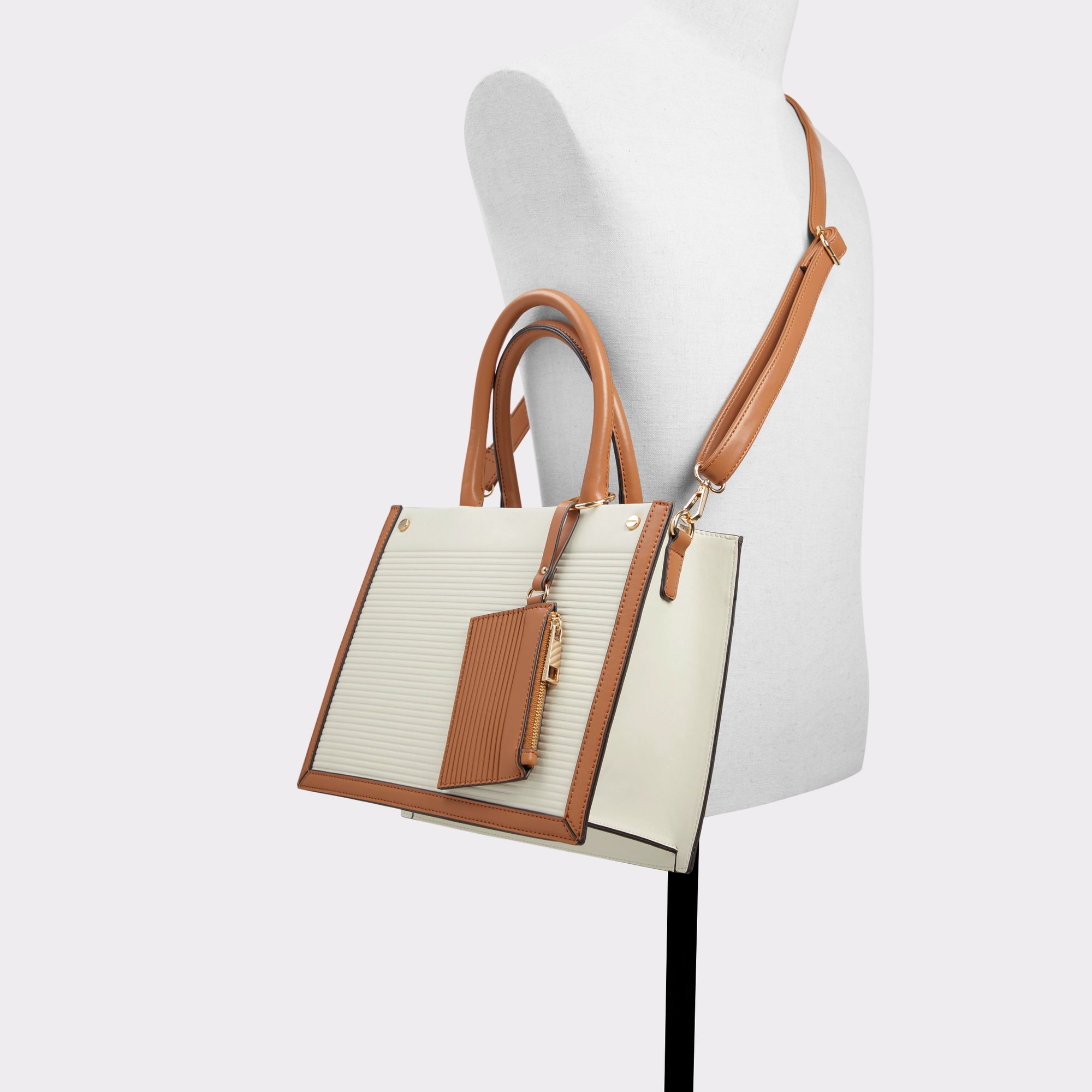 Aldo Brown & White Color Block Medium Handbags with Tag