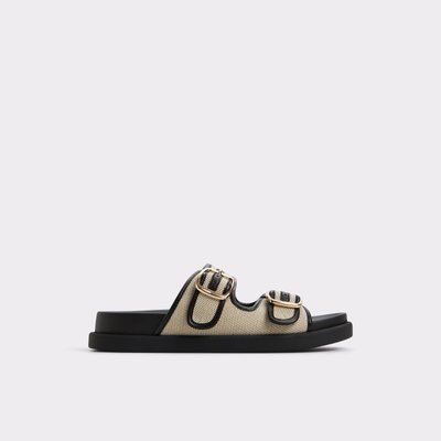 【ALDO】軽量 本革レザー☆Bohochic☆フットベッド サンダル constantine_black_001-001-