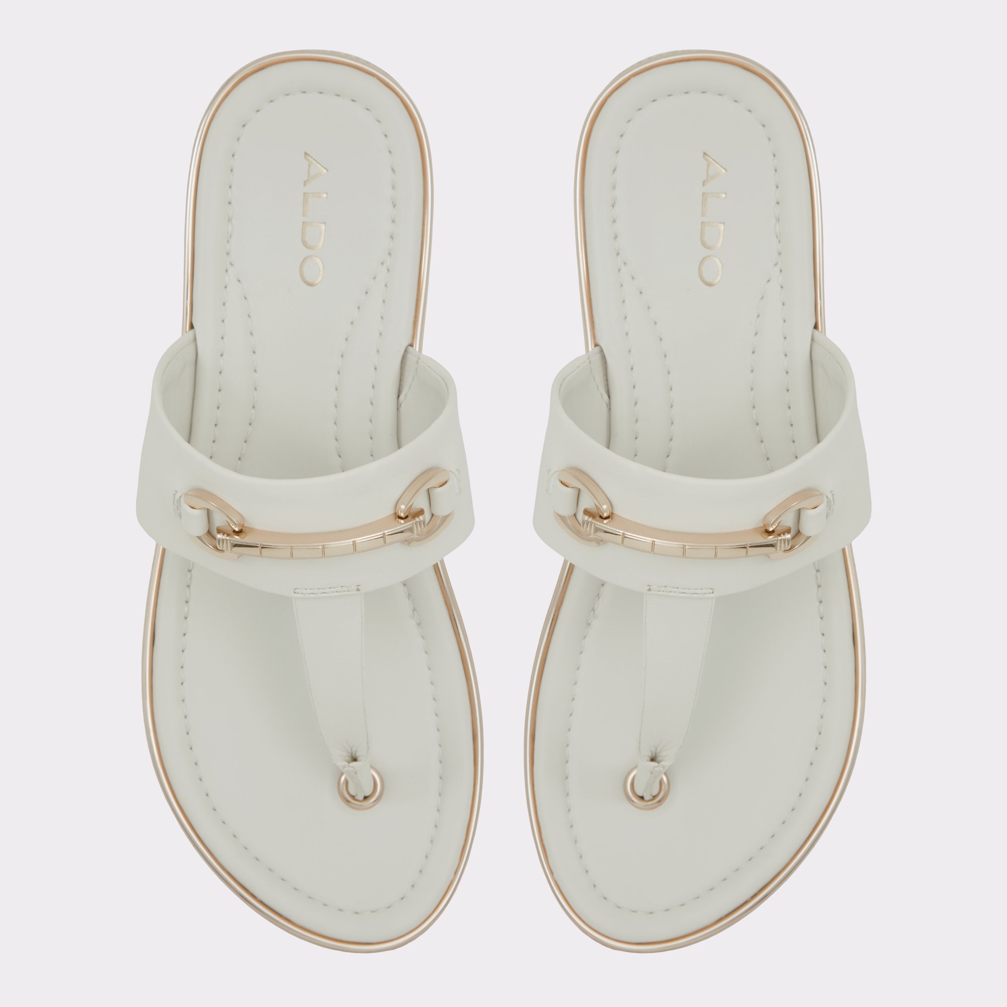 Deverena White/Bone Women's Flat Sandals | ALDO Canada