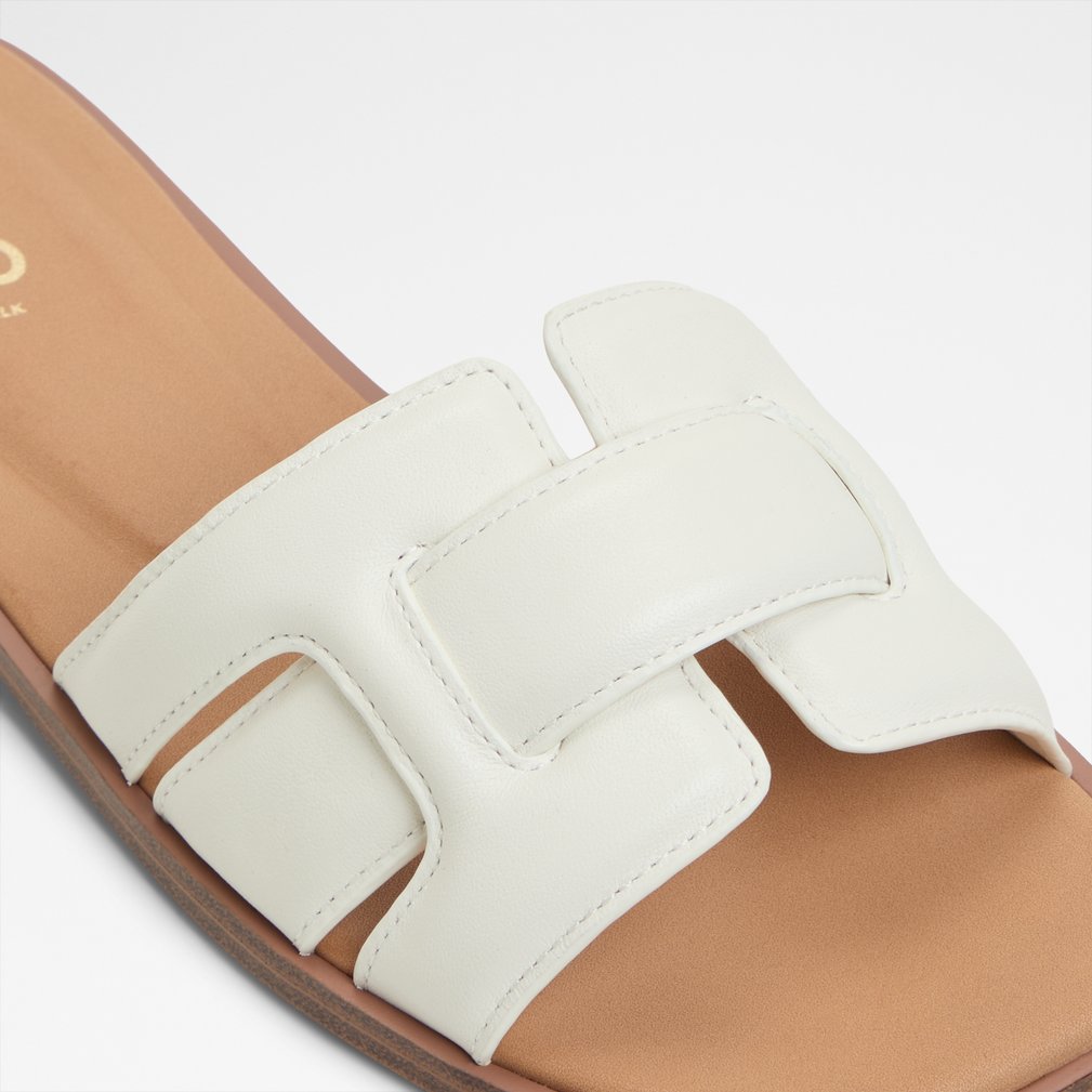 【ALDO】 ★ フラット スライド サンダル ★ ELINA ★ WHITE elina_white_100-002-