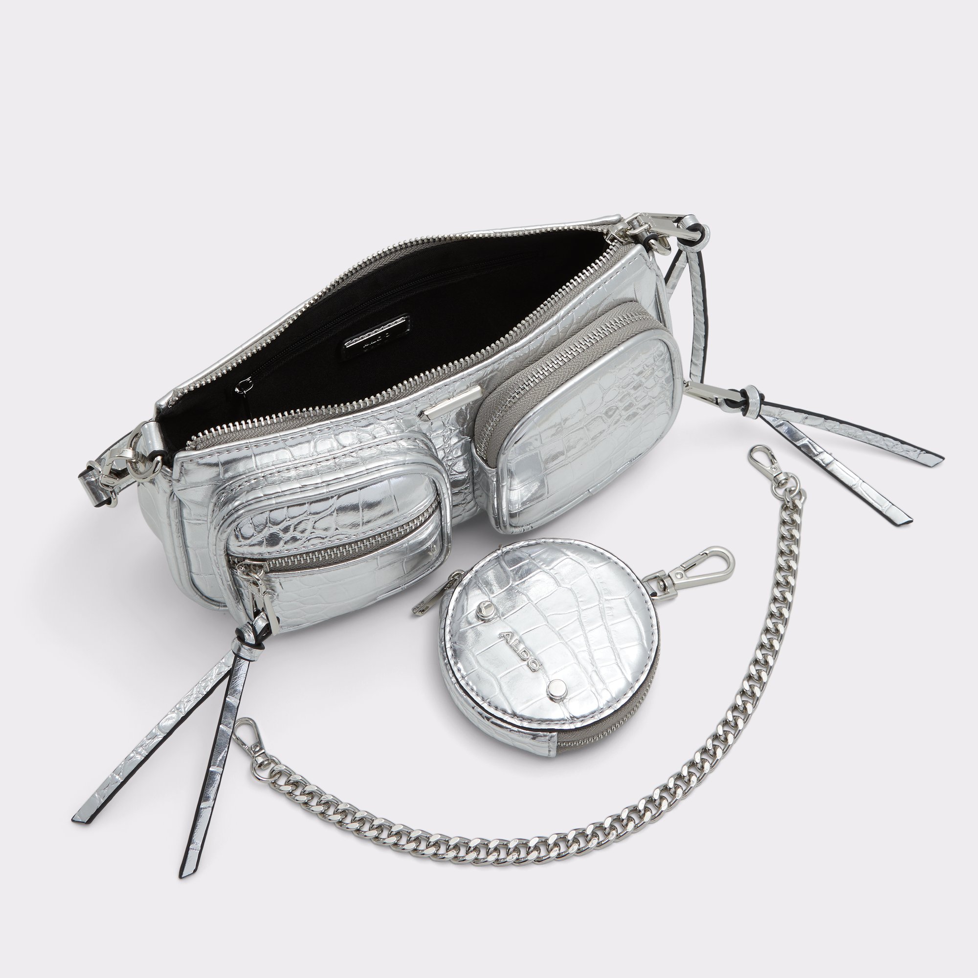 ALDO Piccaro Silver Metallic Crossbody Bag