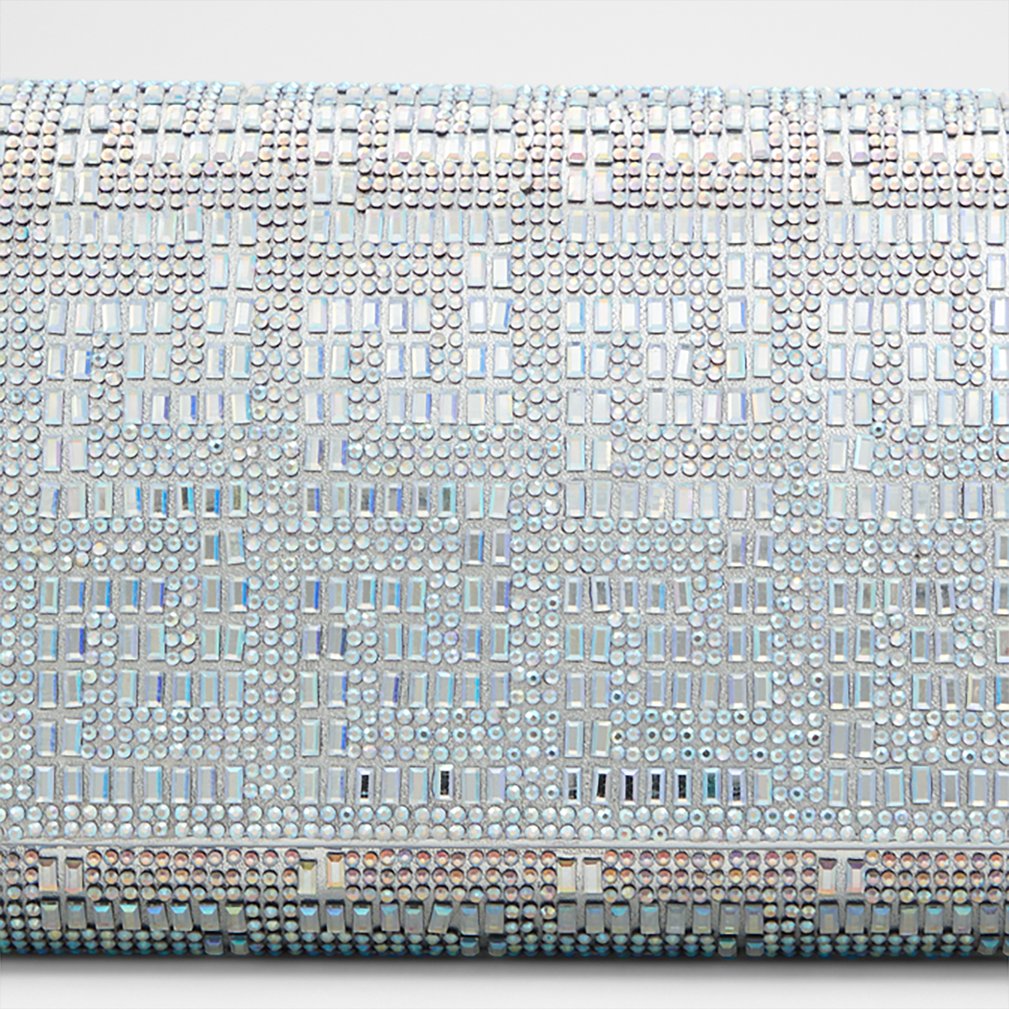 Fahari Silver Synthetic Mixed Material Women's Clutches