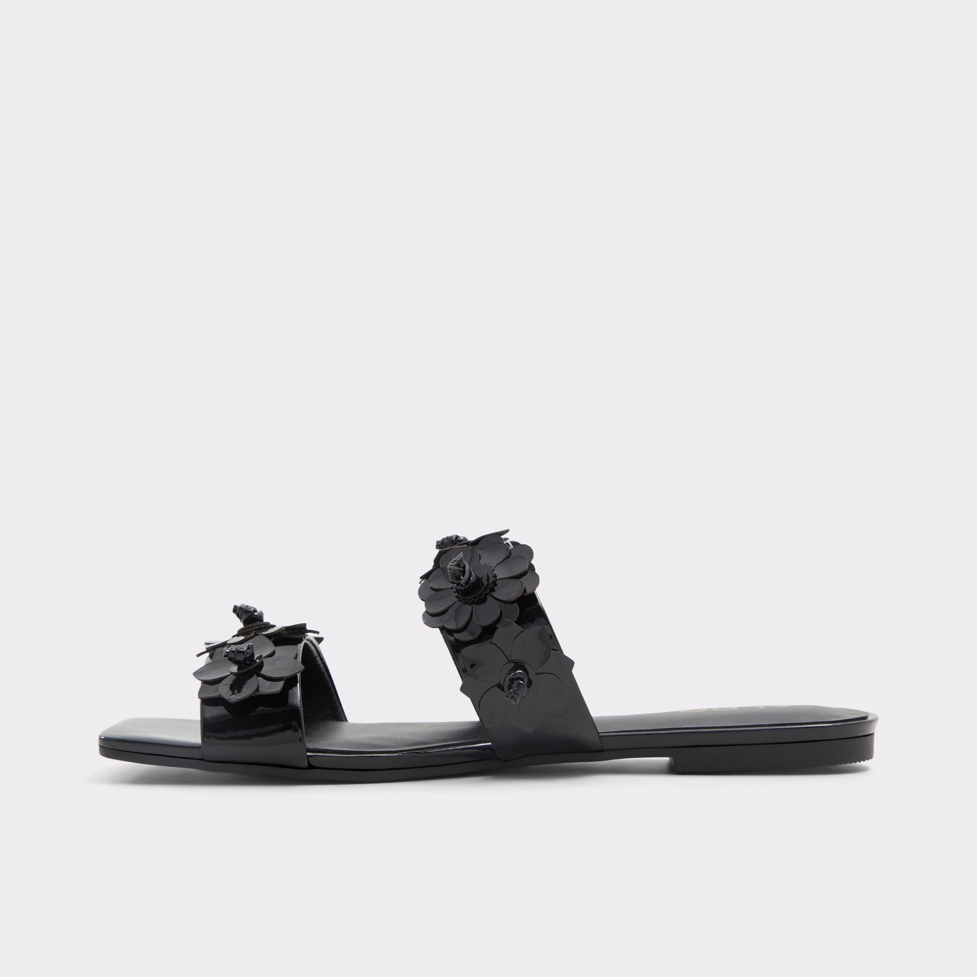 Fiore Black Women's Flat Sandals | ALDO Canada