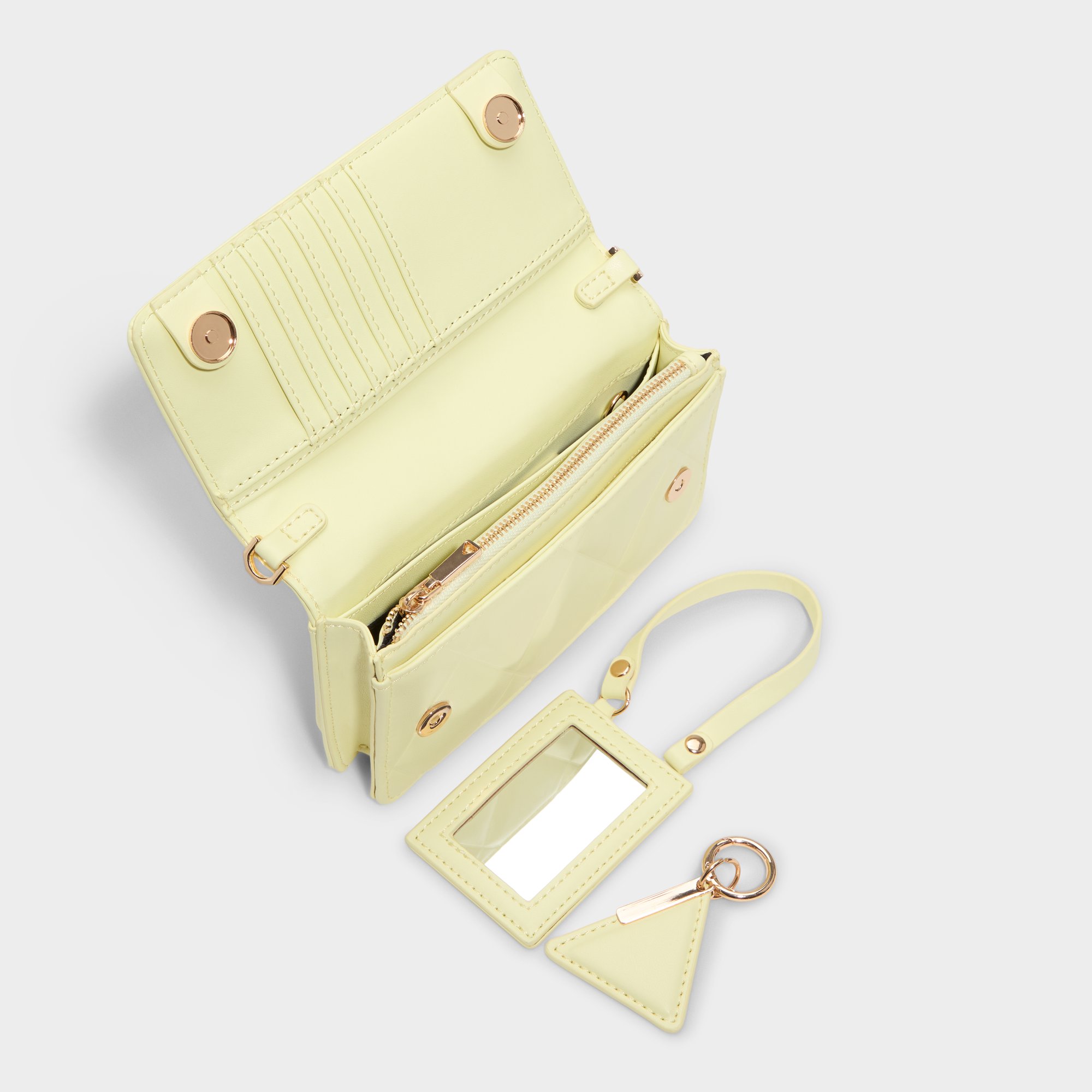 Aldo ◆ キルティング クロスバッグ + ウォレット兼用Yellow Aldo ◇ キルティング クロスバッグ + ウォレット兼用Yellow