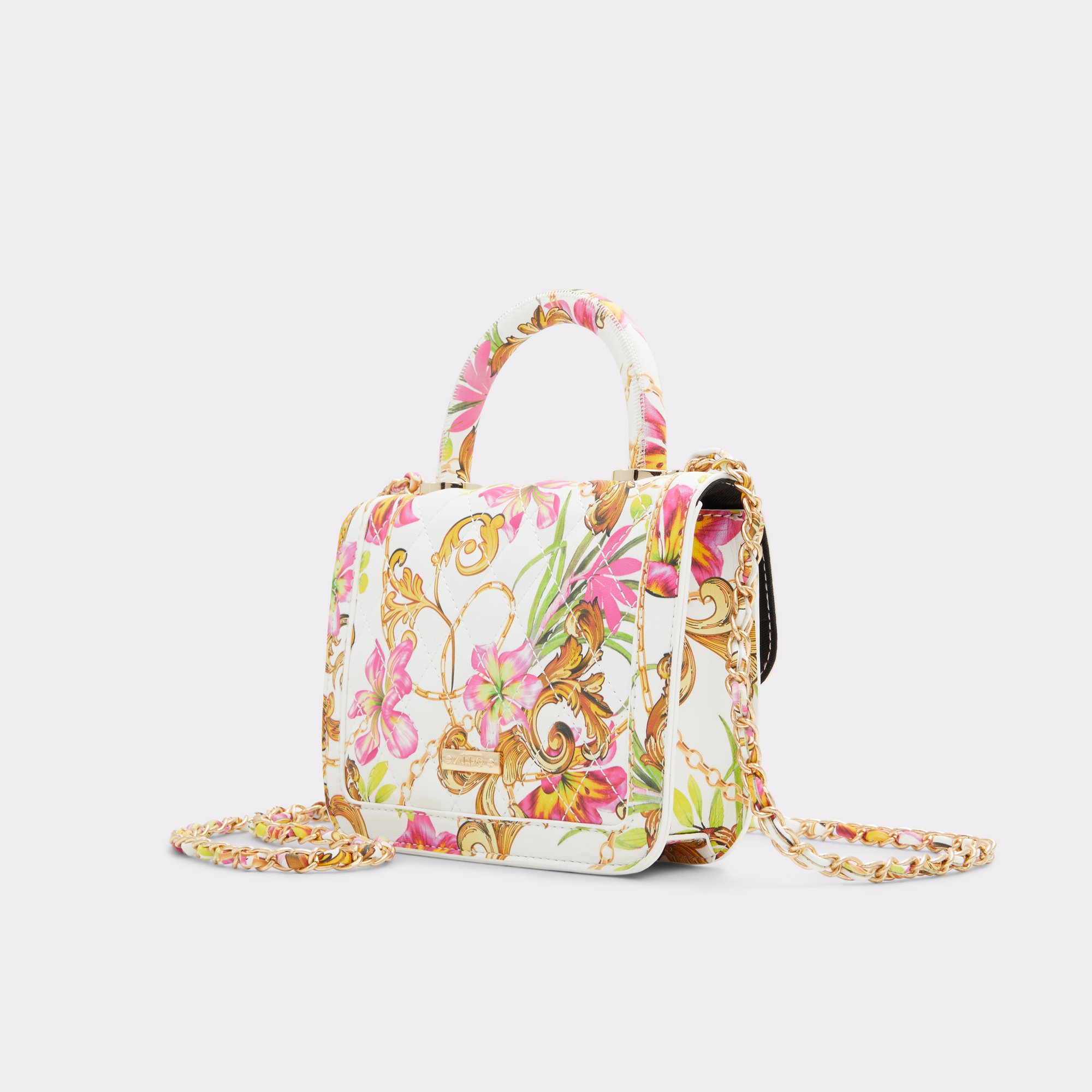 Women’s Handbag ALDO Gold Lock & Key Floral Crossbody Purse 