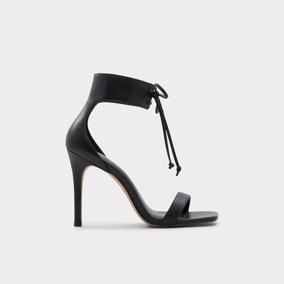 Dreamyy Black Suede Square Toe Ankle Strap High Heel Sandals