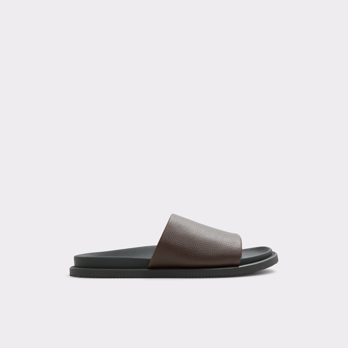 Gentslide Dark Brown Leather Pebble Men's Sandals & Slides | ALDO US