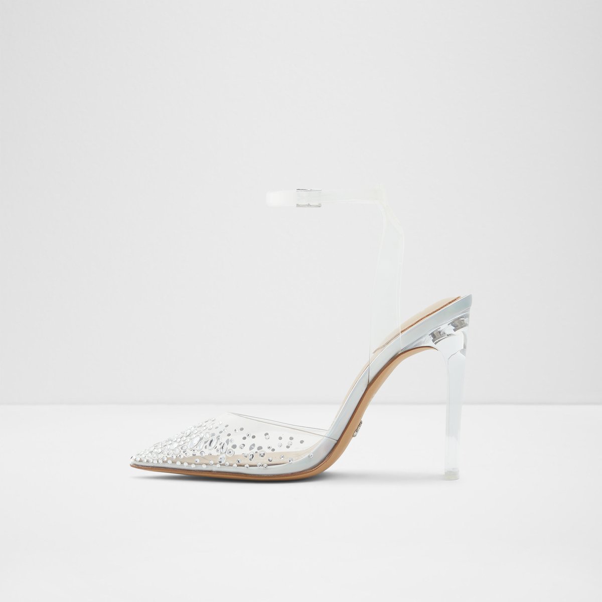 clear block heels aldo