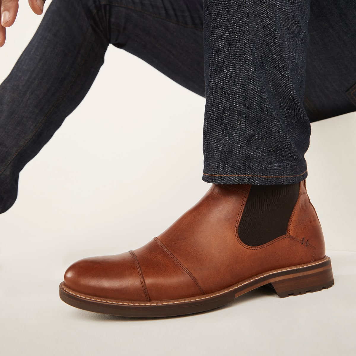 Jaime Aldo Mens 76631 Leather Lined Ankle High Square Toe Chelsea Dress