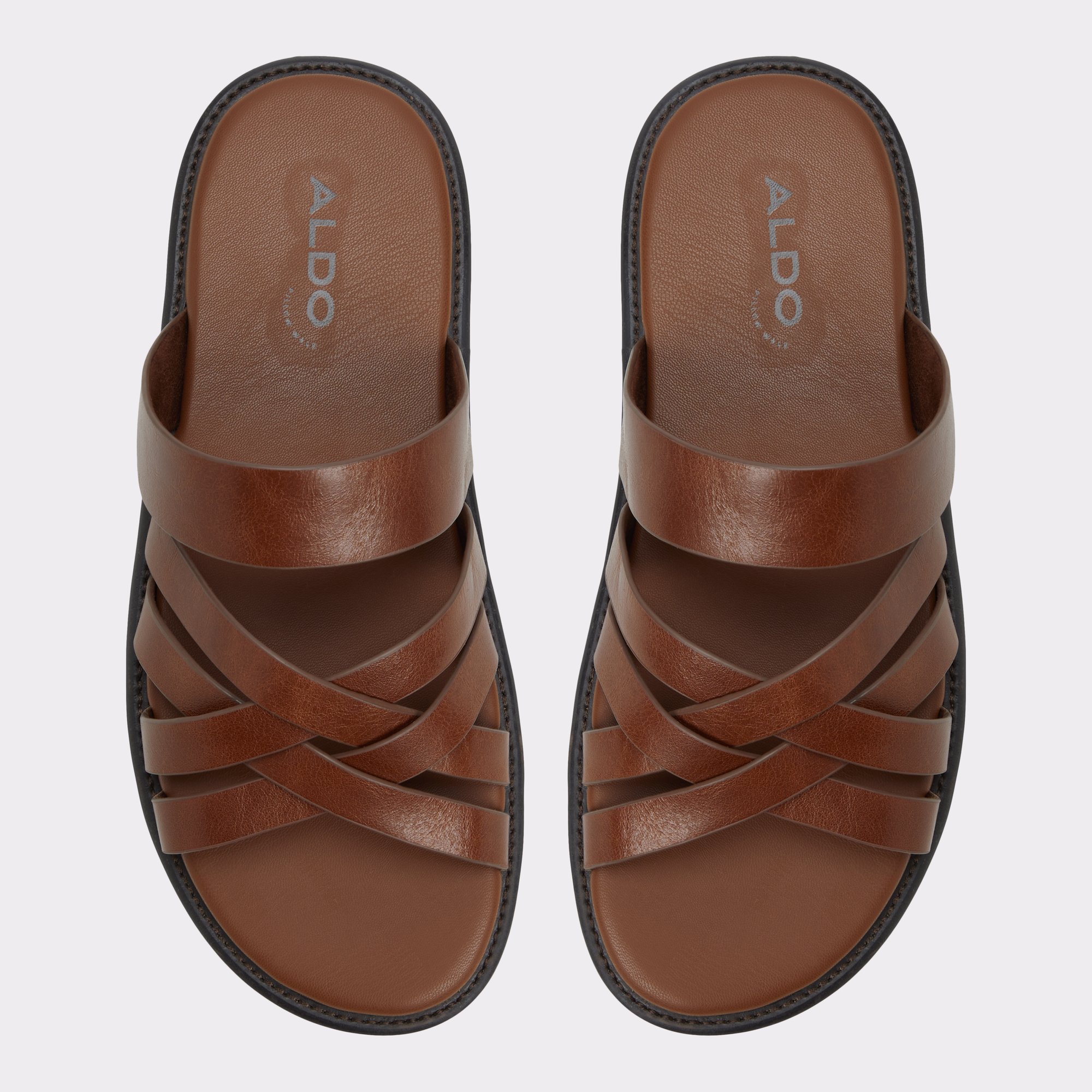 本革【ALDO Men's】上品 ストラップ フラットサンダル Haniff haniff_brown_220-001-