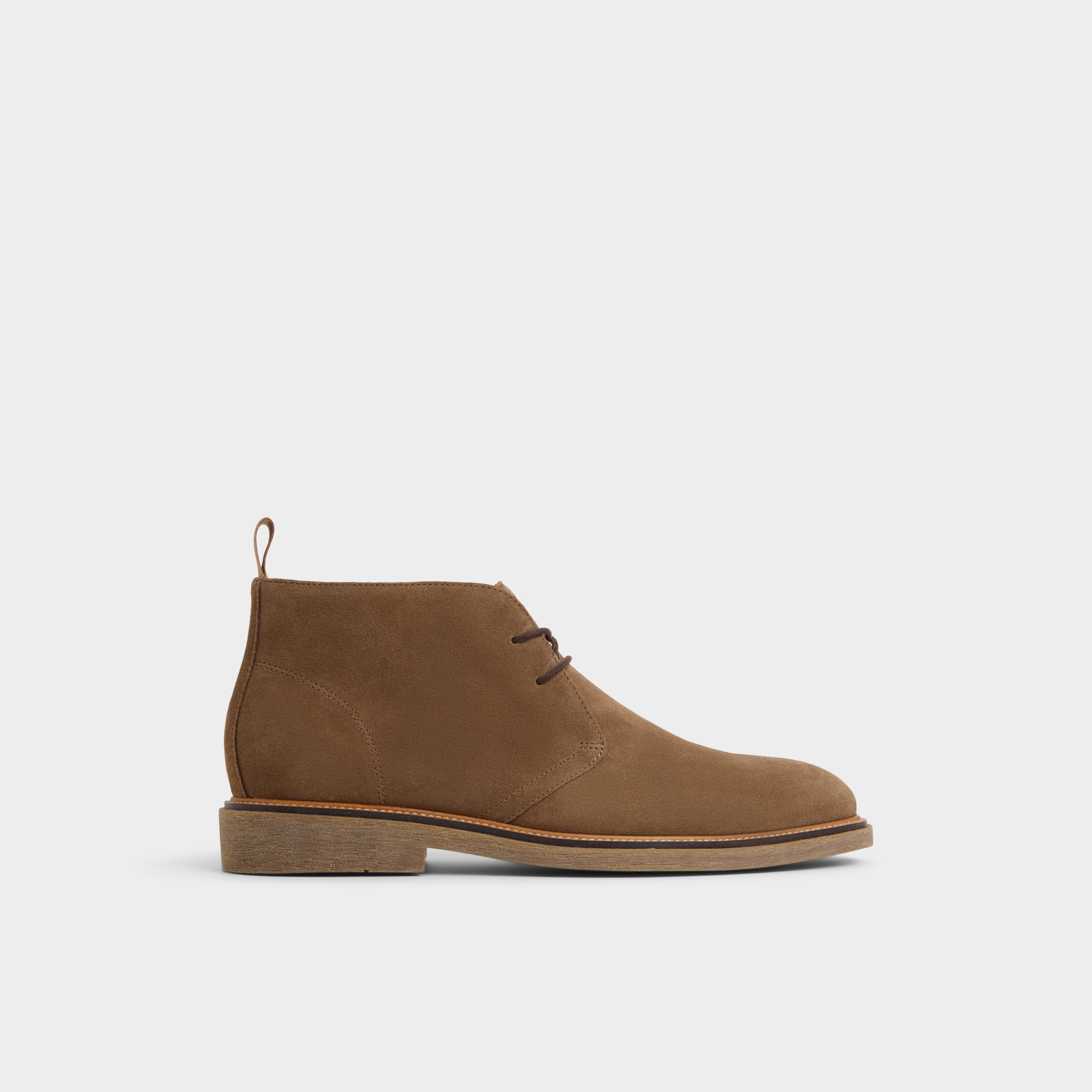Brown leather chukka boots perfect for spring styling with khakis and light sweaters
