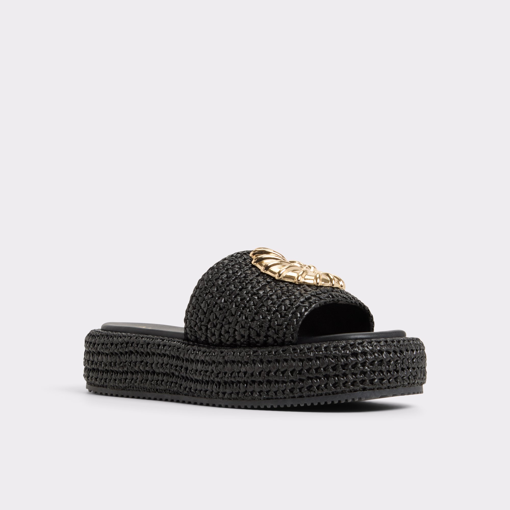 編みサンダル☆ビーチ【ALDO】Justbeachy 厚底 ゴールド貝殻♪ Justbeachy Black Women's Platforms & Wedges | ALDO US
