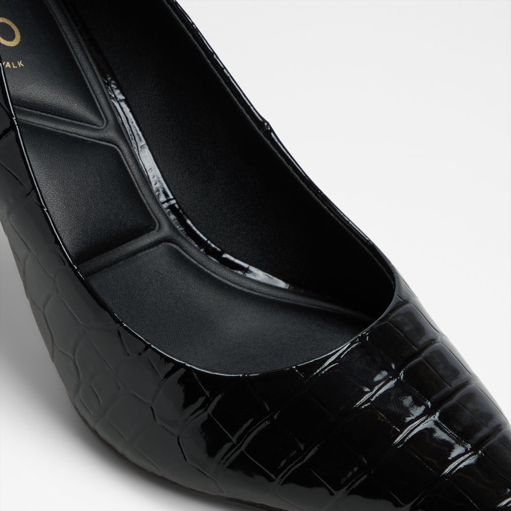光沢【ALDO】エナメル クロコ柄 美脚 ヒール パンプス Kaitie Kaitie Black Women's Pumps | ALDO US