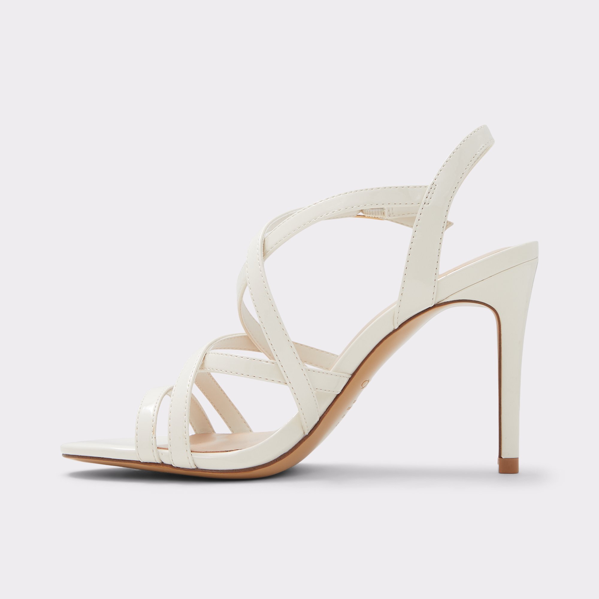 White strappy outlet sandals heels