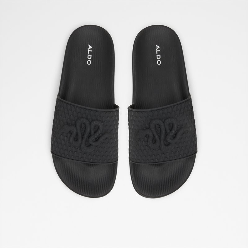 【デイリーに使える】ALDO スライドサンダル 程よいボリューム感 Kedau Black Men's Slides | ALDO US