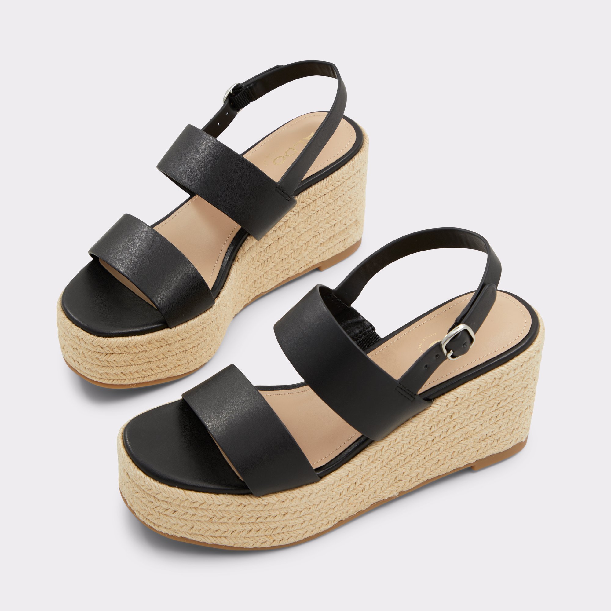 Rolly Black Wedge Sandals