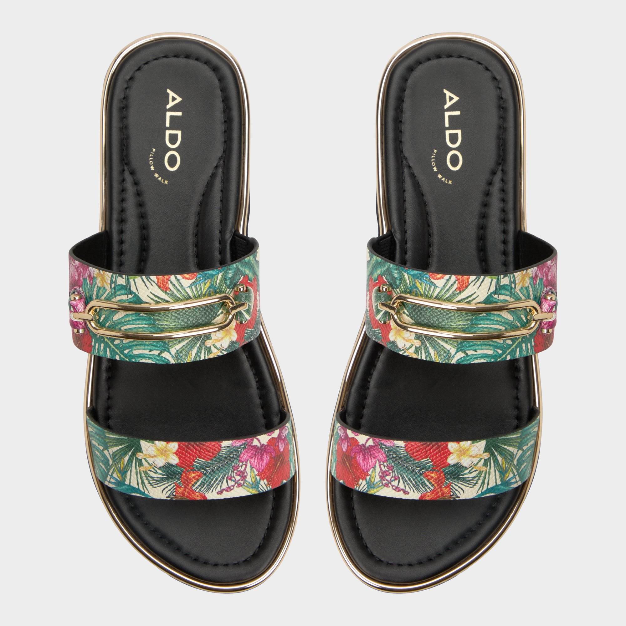 【ALDO】ダブルストラップ Lagoon メタル スライド サンダル Lagoon Other Brown Women's Flats | ALDO US