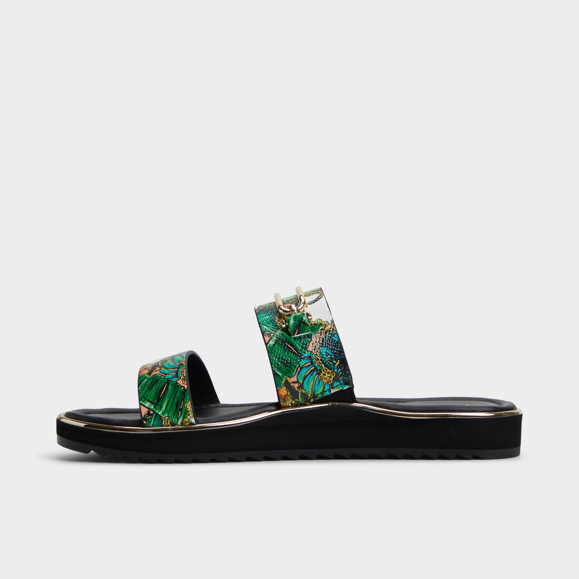 【ALDO】ダブルストラップ Lagoon メタル スライド サンダル Lagoon Other Beige Synthetic Print Women's Footbed sandals