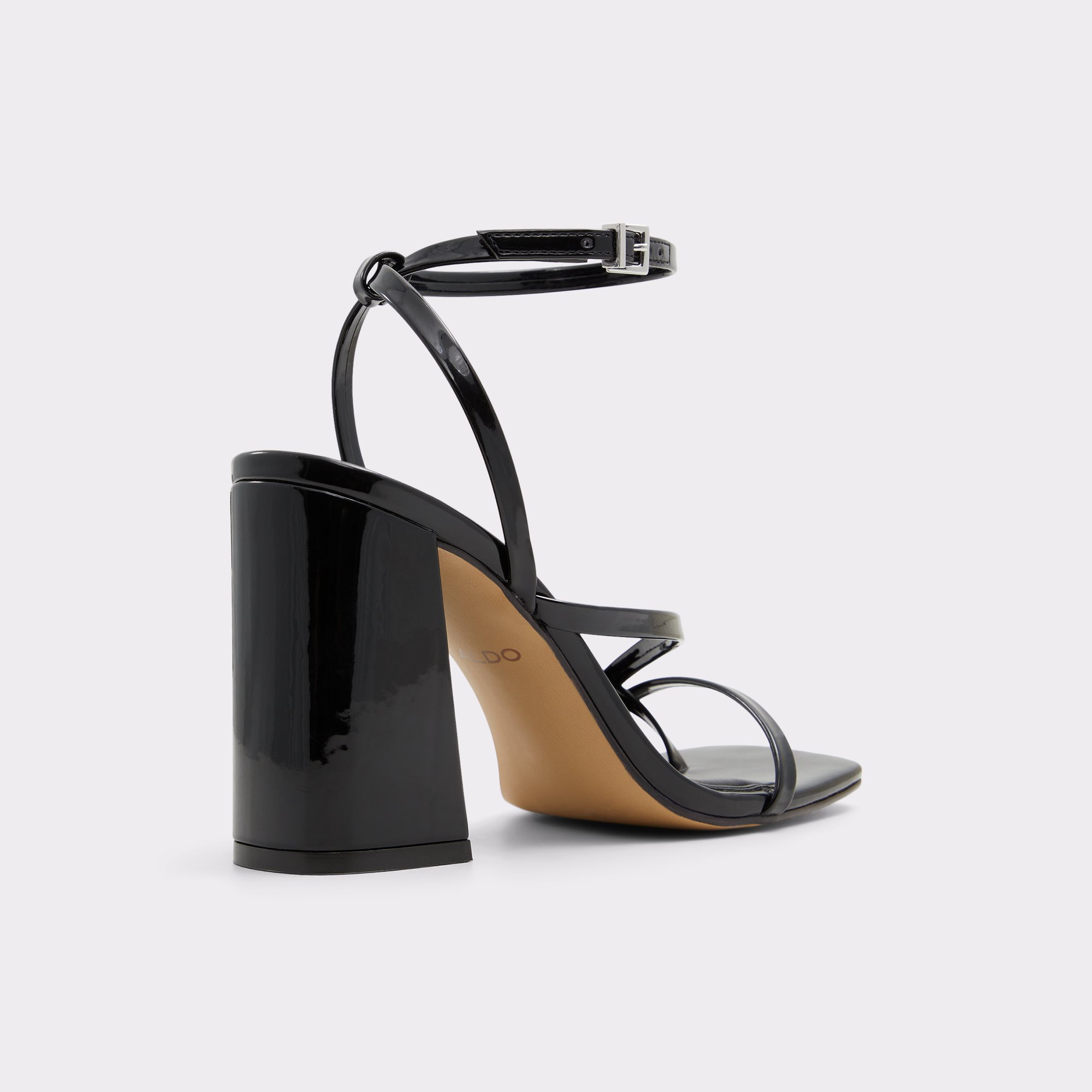 Black strappy sandals with block heel best sale