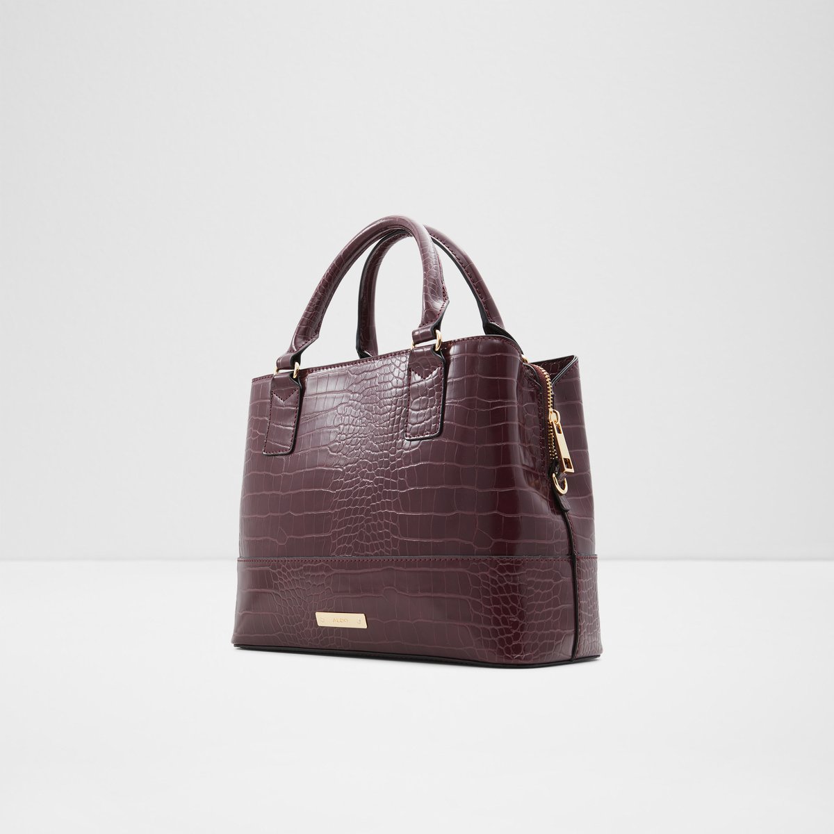 ALDO Checked Tote Bag with Detchable Strap For Women (Maroon, OS)
