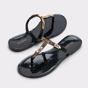 Ebariel Black/Gold Multi Women's Jelly Sandals & Flip Flops