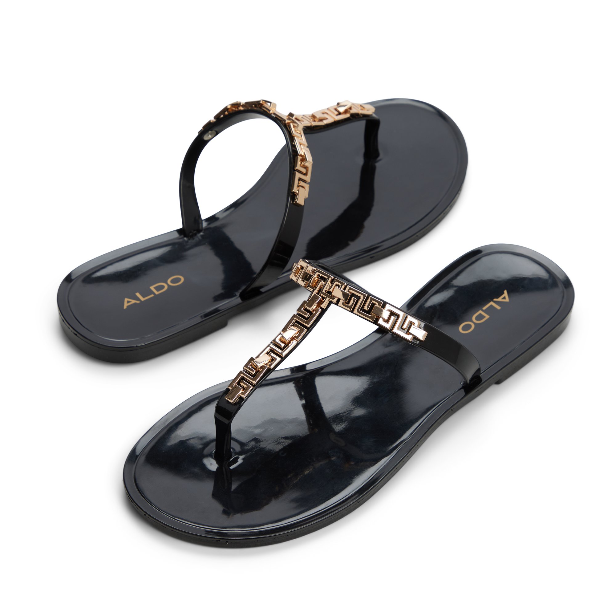 ALDO Madila - Women's Jelly Sandals & Flip Flop - Black/Gold, Size 9