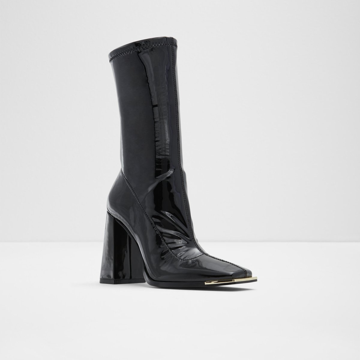 aldo black patent boots