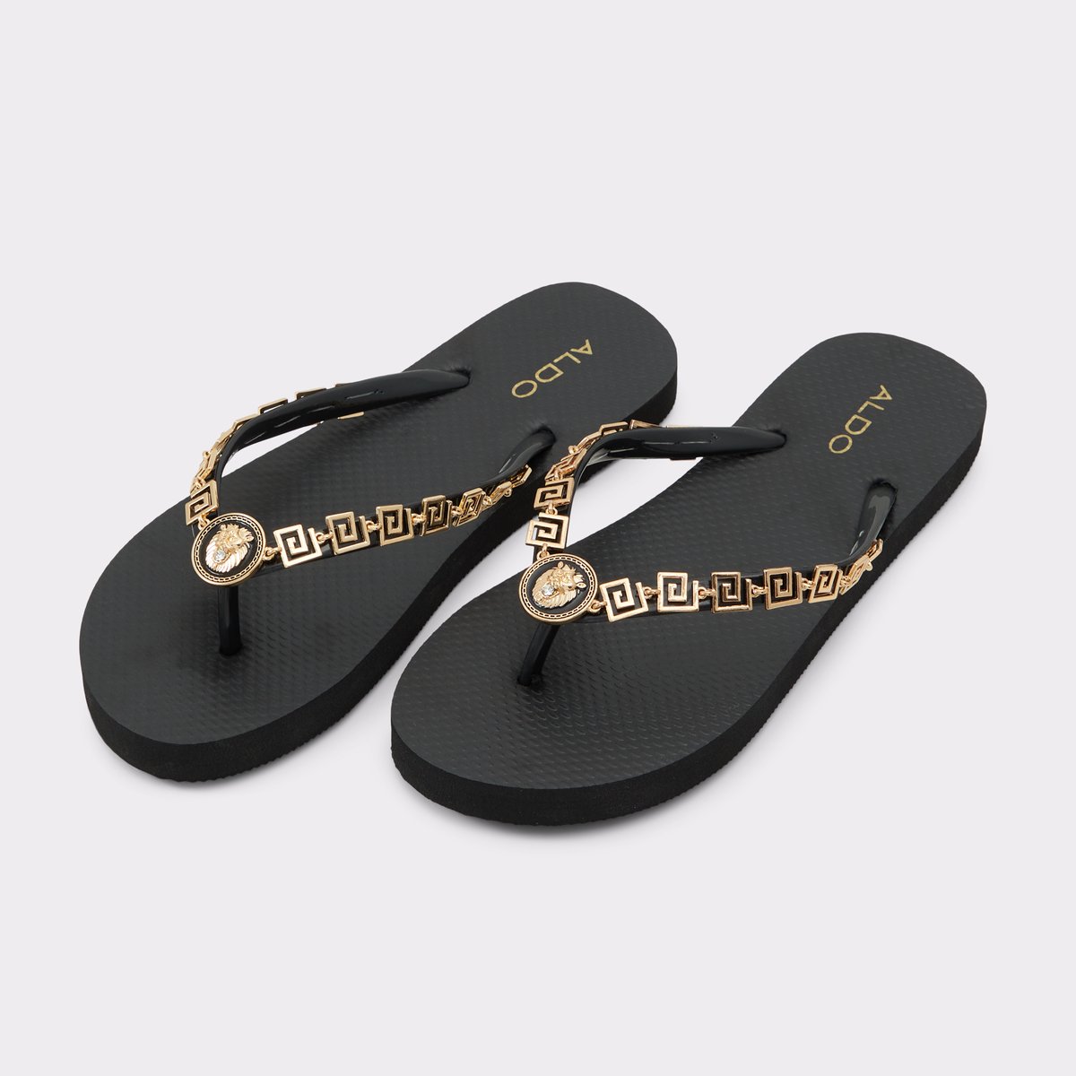 Minarie Black/Gold Multi Women's Flat Sandals | ALDO US