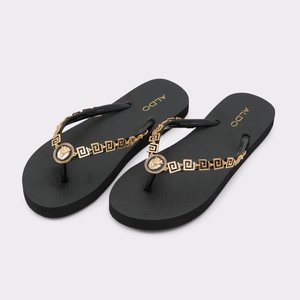 알도 ALDO Minarie Black-Gold Multi Womens Flat Sandals