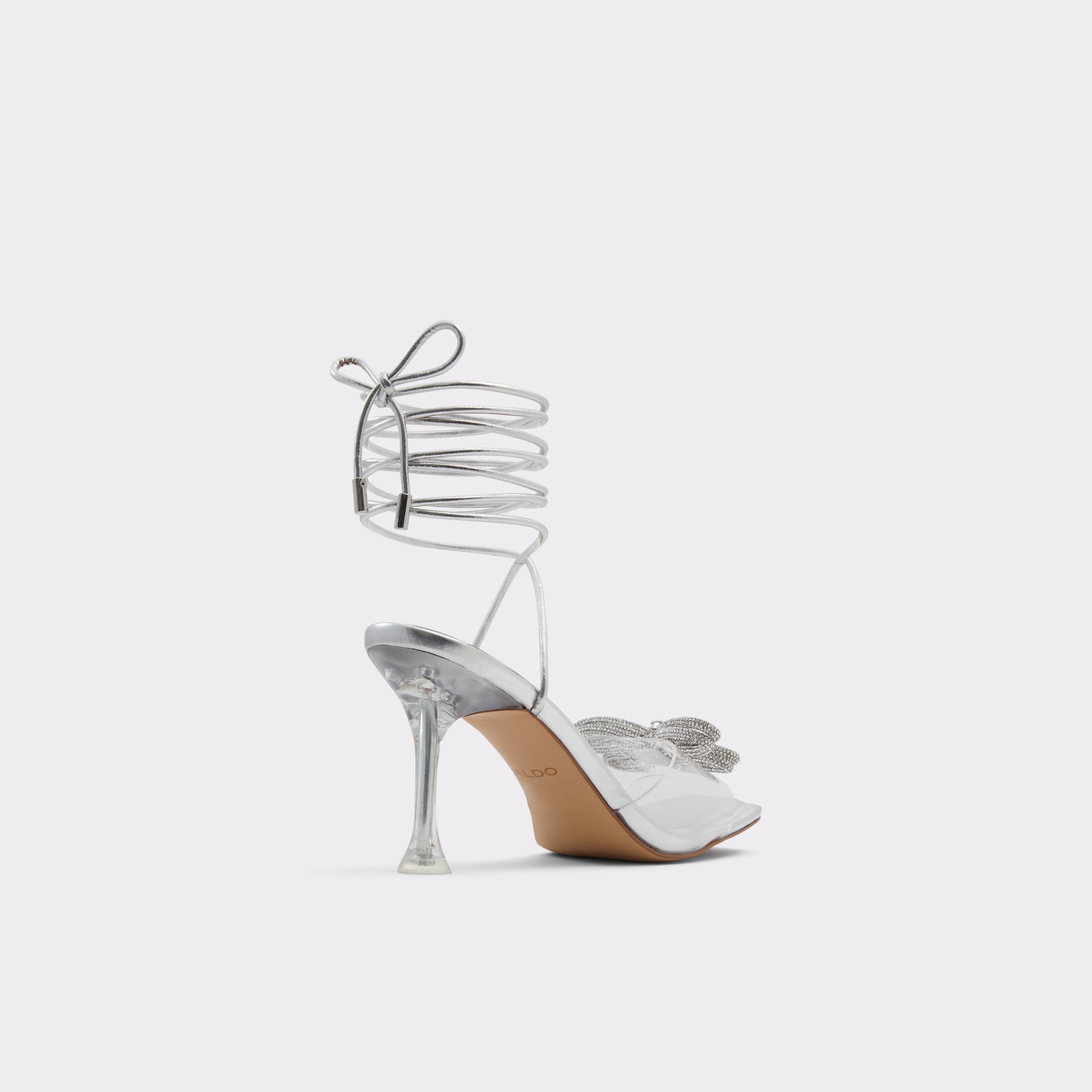 Buy Aldo PIROUETTE Ankle Spiral Strap Heeled Sandals In Silver