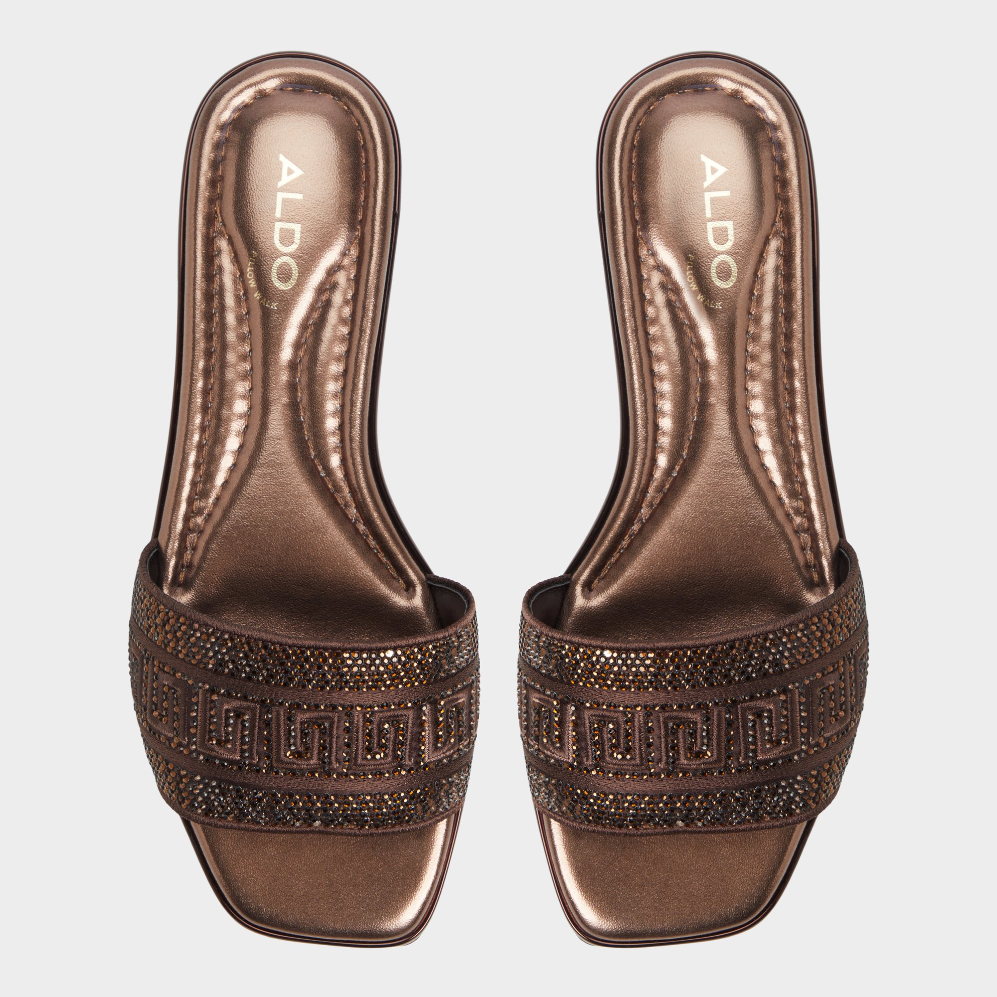 Aldo Brown Flat Slide Sandals Oceania Dark Brown Women's Flats ALDO US