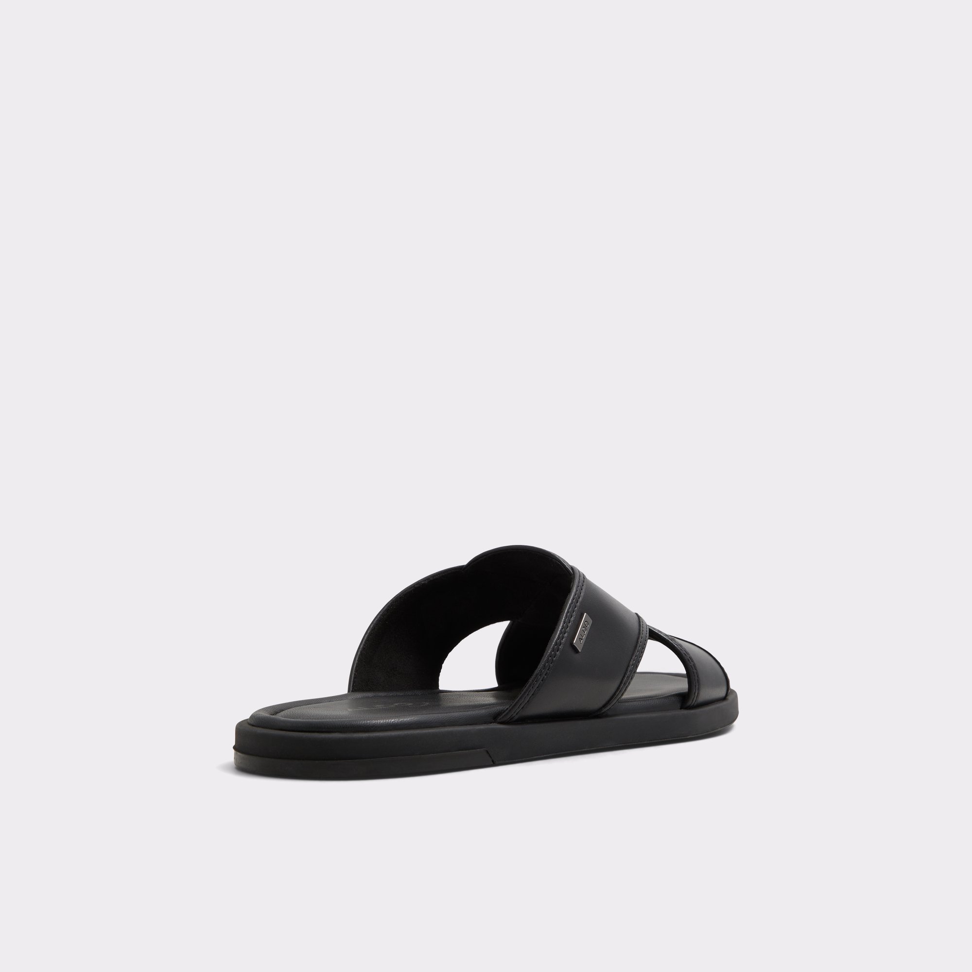 Olino Black Leather Men's Sandals & Slides