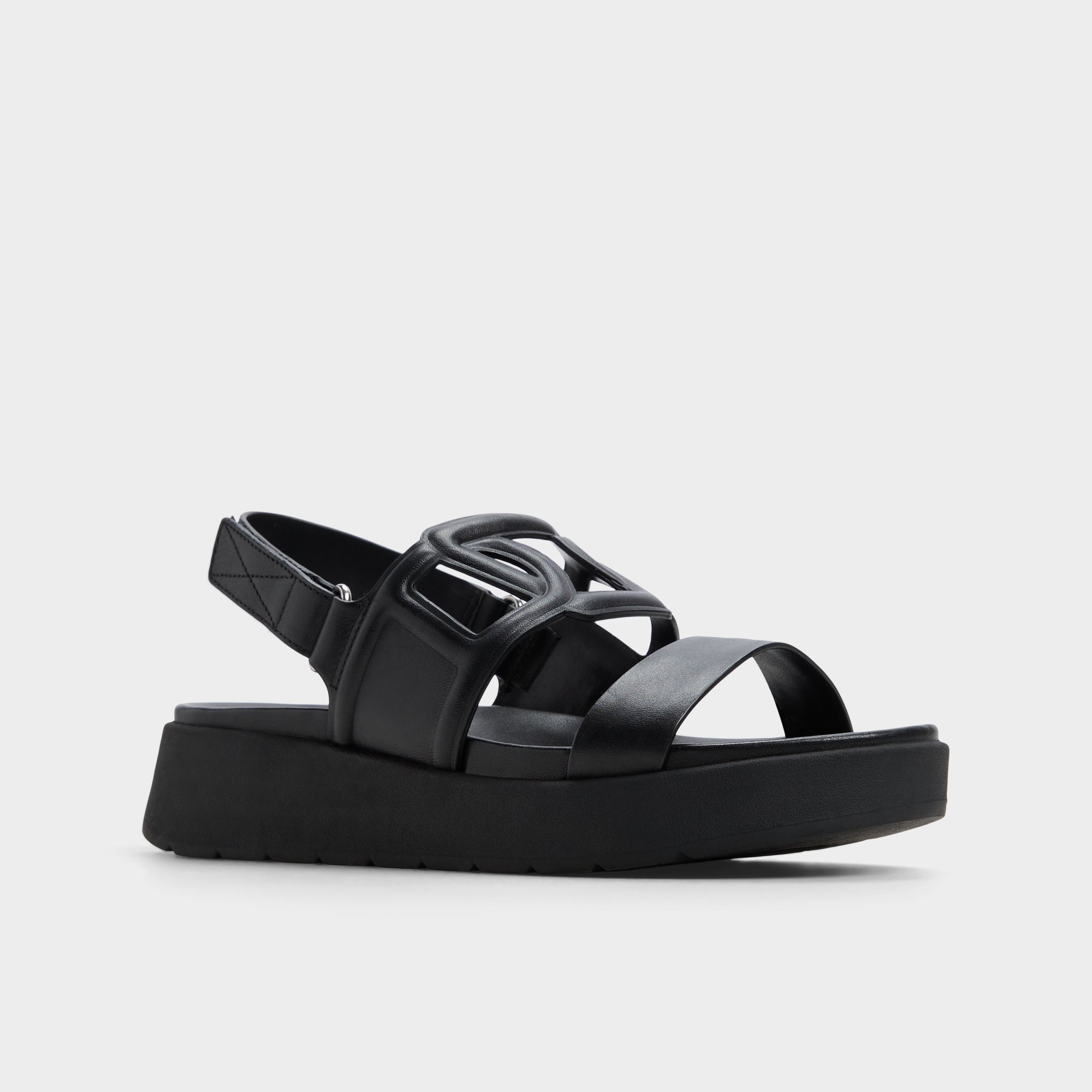 フットベッド【ALDO】レザー 厚底 ストラップサンダル Onuvia Onuvia Black Women's Footbed sandals | ALDO Canada